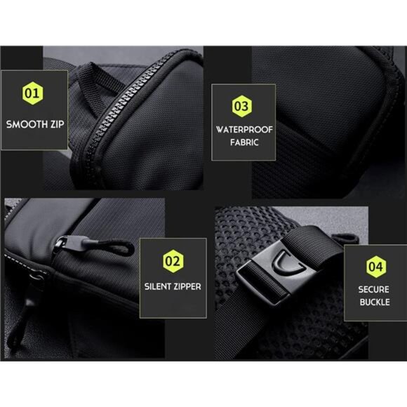 Mini Crossbody Sling Bag Chest Bag Dual Pocket Water Resistant Fanny - Picture 6 of 14